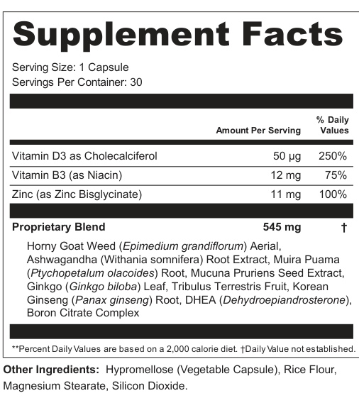 Supplement Facts for ValorShade