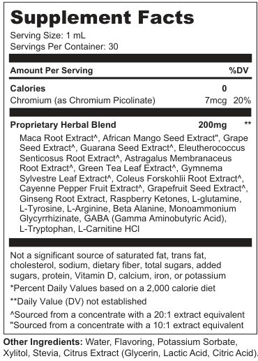 Supplement Facts for KetoArc